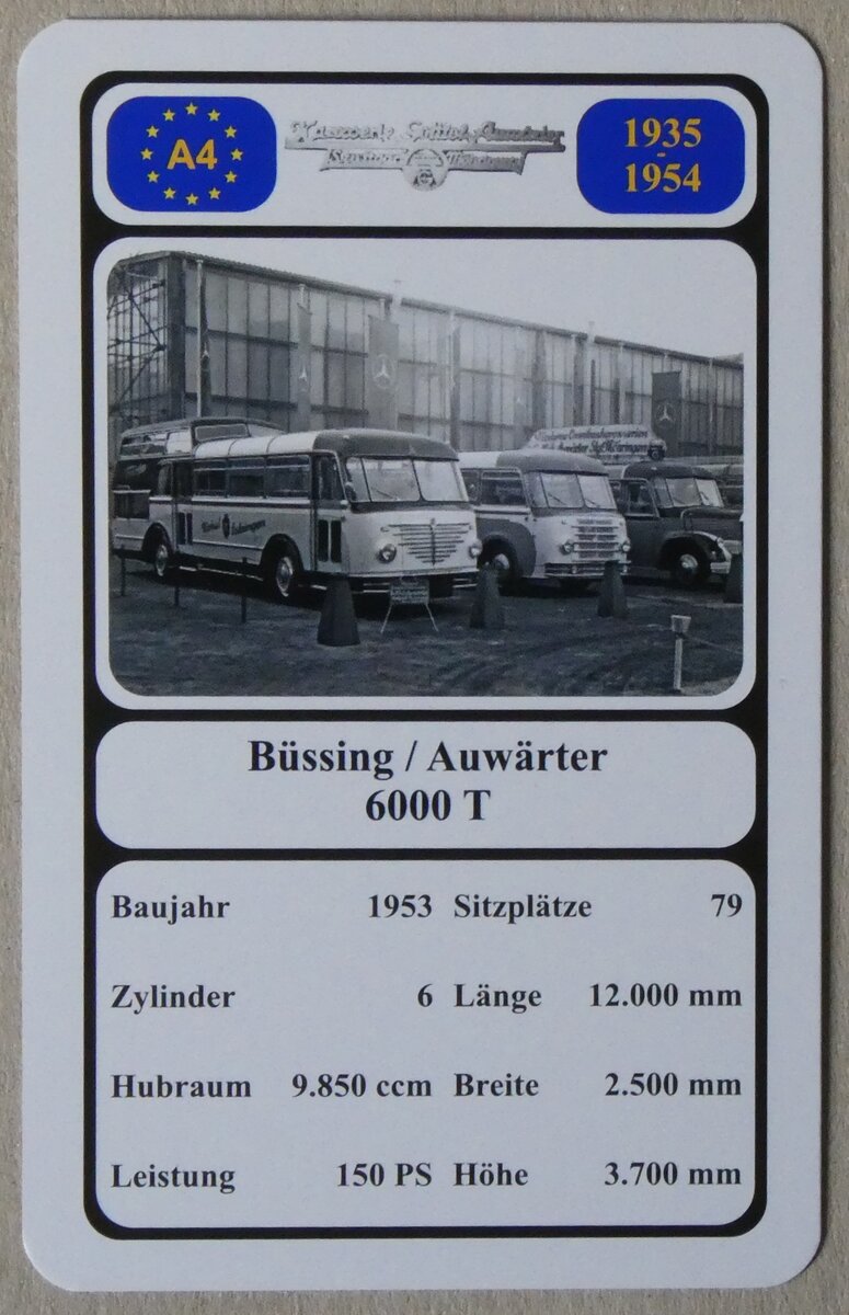 (278'422) - Quartett-Spielkarte mit B�ssing / Auw�rter 6000 T von 1953 am 3. August 2025 in Thun
