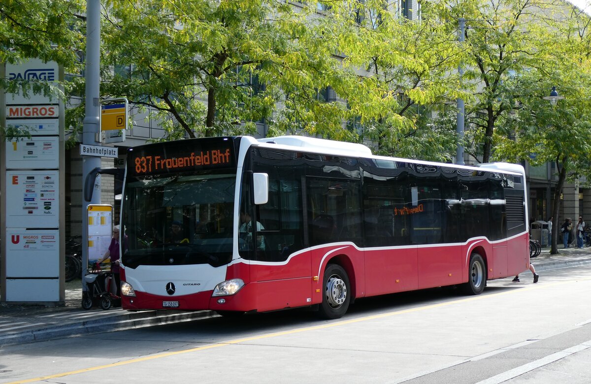 (279'561) - PostAuto Ostschweiz - TG 158'097/PID 12'318 - Mercedes (ex PostAuto Bern; ex Wiener Linien, A-Wien Nr. 8158) am 29. August 2025 beim Bahnhof Frauenfeld