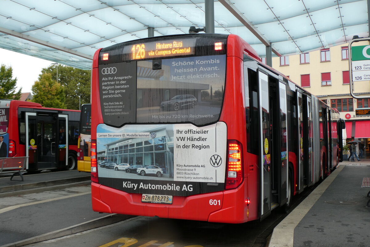 (280'737) - AHW Horgen - Nr. 601/ZH 878'273 - Mercedes am 27. September 2025 beim Bahnhof W�denswil