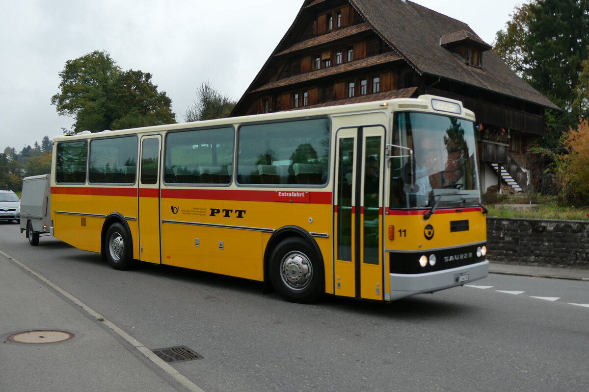 (281'403) - Aebi, Koppigen - Nr. 11/BE 144'361 - Saurer/Lauber (ex Leuenberger, Kirchberg; ex Niederer, Filzbach Nr. 11) am 12. Oktober 2025 in Hellb�hl, Luzernstrasse