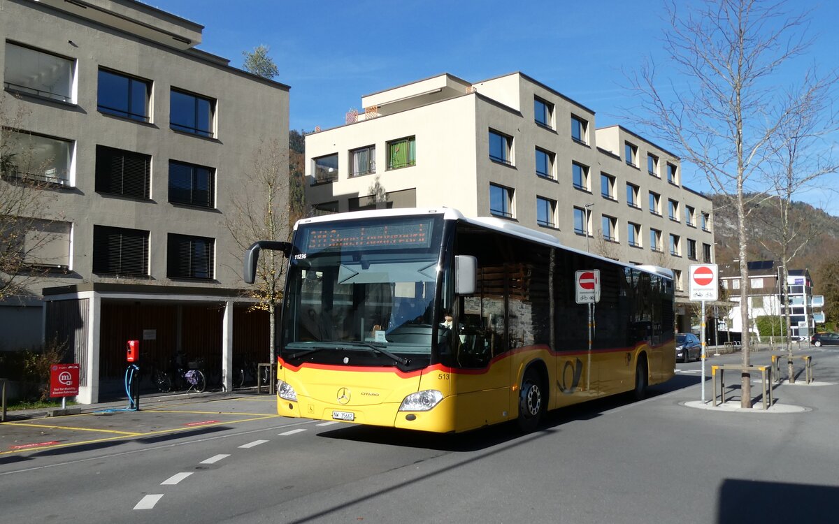 (281'875) - PostAuto Zentralschweiz - Nr. 513/NW 35'662/PID 11'236 - Mercedes (ex H�fliger, Sursee Nr. 32) am 28. Oktober 2025 beim Bahnhof Stans