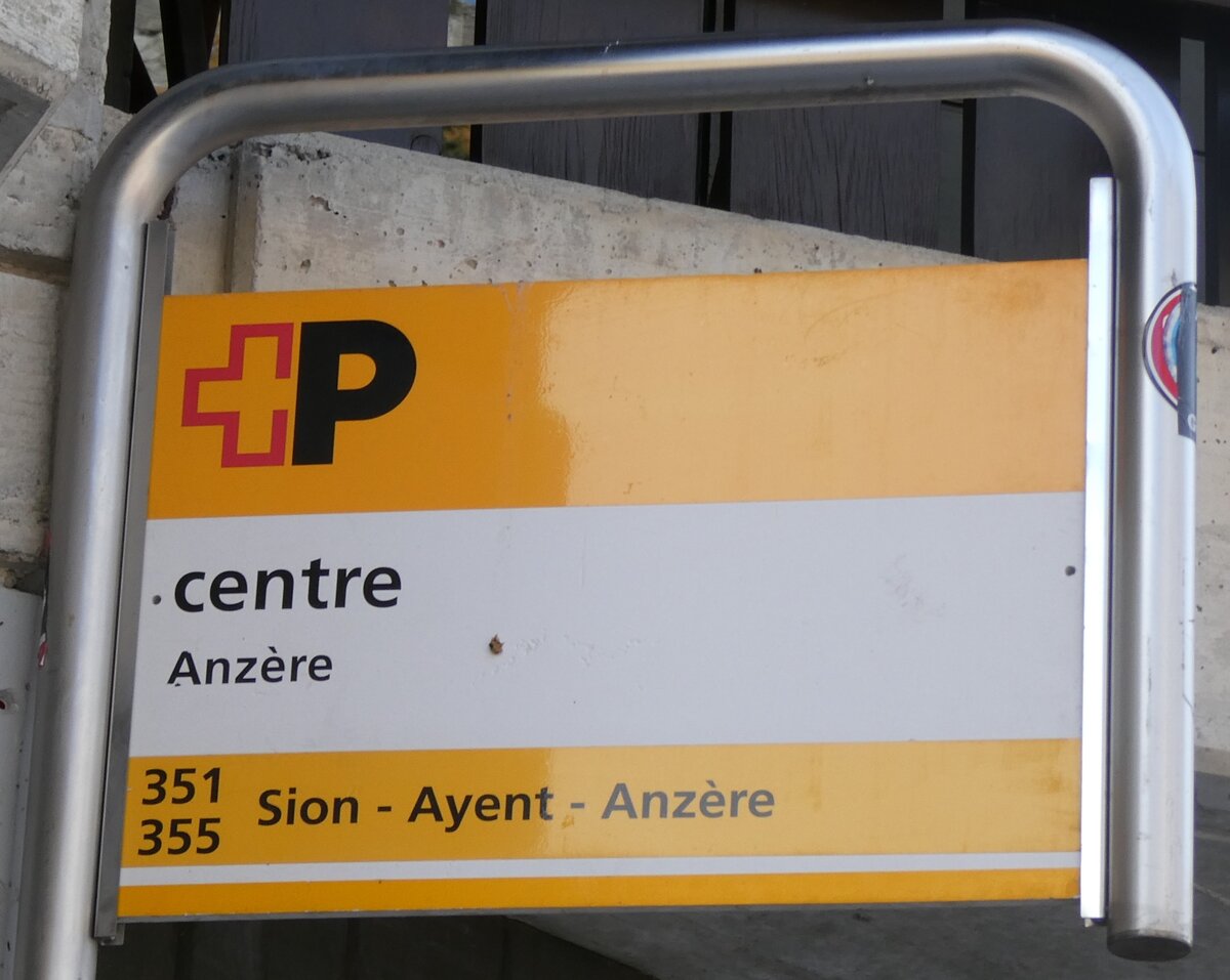 (282'083) - +P-Haltestellenschild - Anz�re, centre - am 6. November 2025