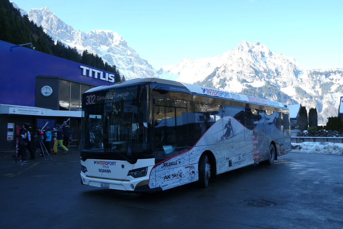 (284'588) - EAB Engelberg - Nr. 2/OW 10'224 - Scania am 3. Februar 2026 in Engelberg, Talstation Titlis