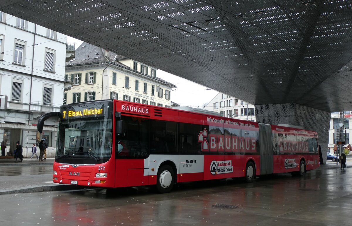 (284'996) - SW Winterthur - Nr. 372/ZH 501'372 - MAN am 21. Februar 2026 beim Hauptbahnhof Winterthur