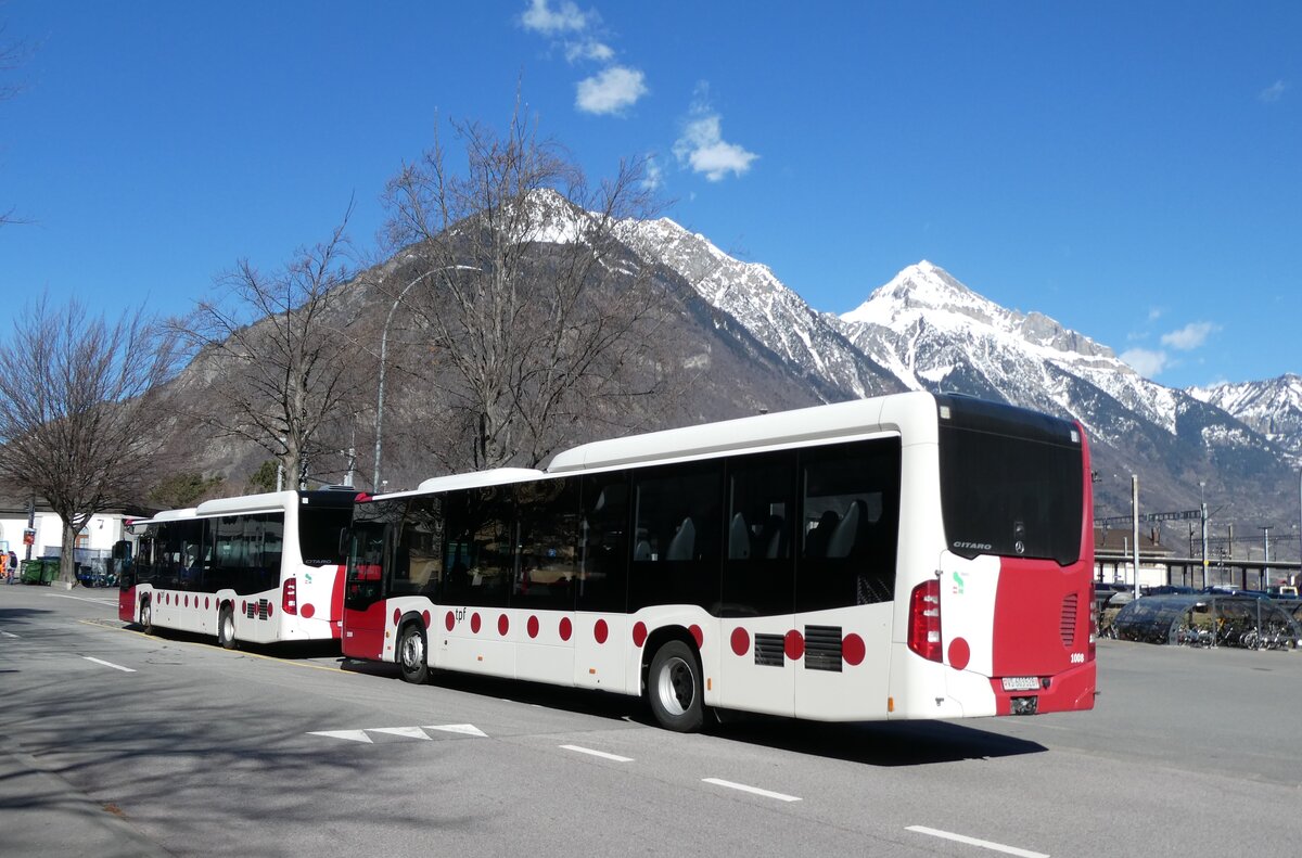 (285'053) - TPF Fribourg - Nr. 1008/VS 603'528 - Mercedes am 24. Februar 2026 beim Bahnhof Martigny (Einsatz TMR)