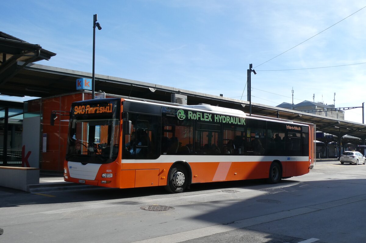 (285'091) - BOTG Amriswil - Nr. 405/TG 62'895 - MAN (ex Nr. 5) am 26. Februar 2026 beim Bahnhof Romanshorn