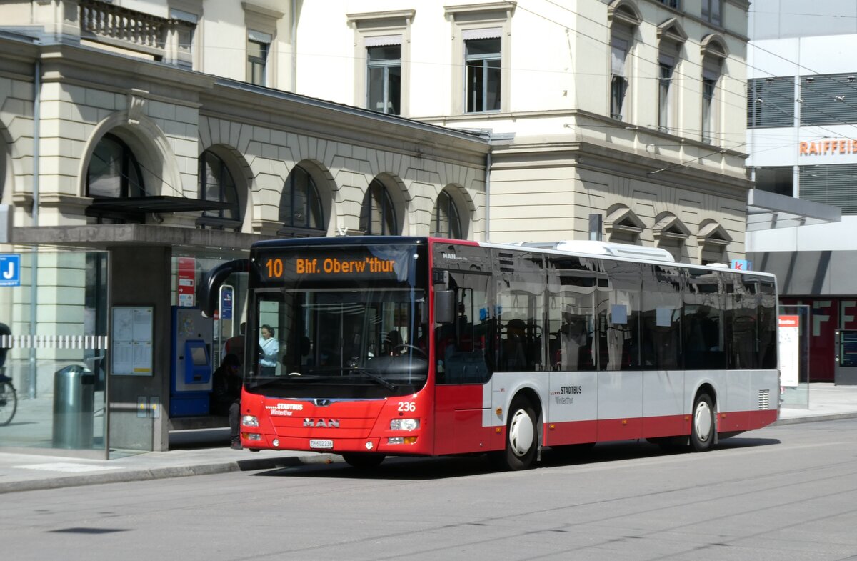 (285'999) - SW Winterthur - Nr. 236/ZH 602'236 - MAN am 6. April 2026 beim Hauptbahnhof Winterthur