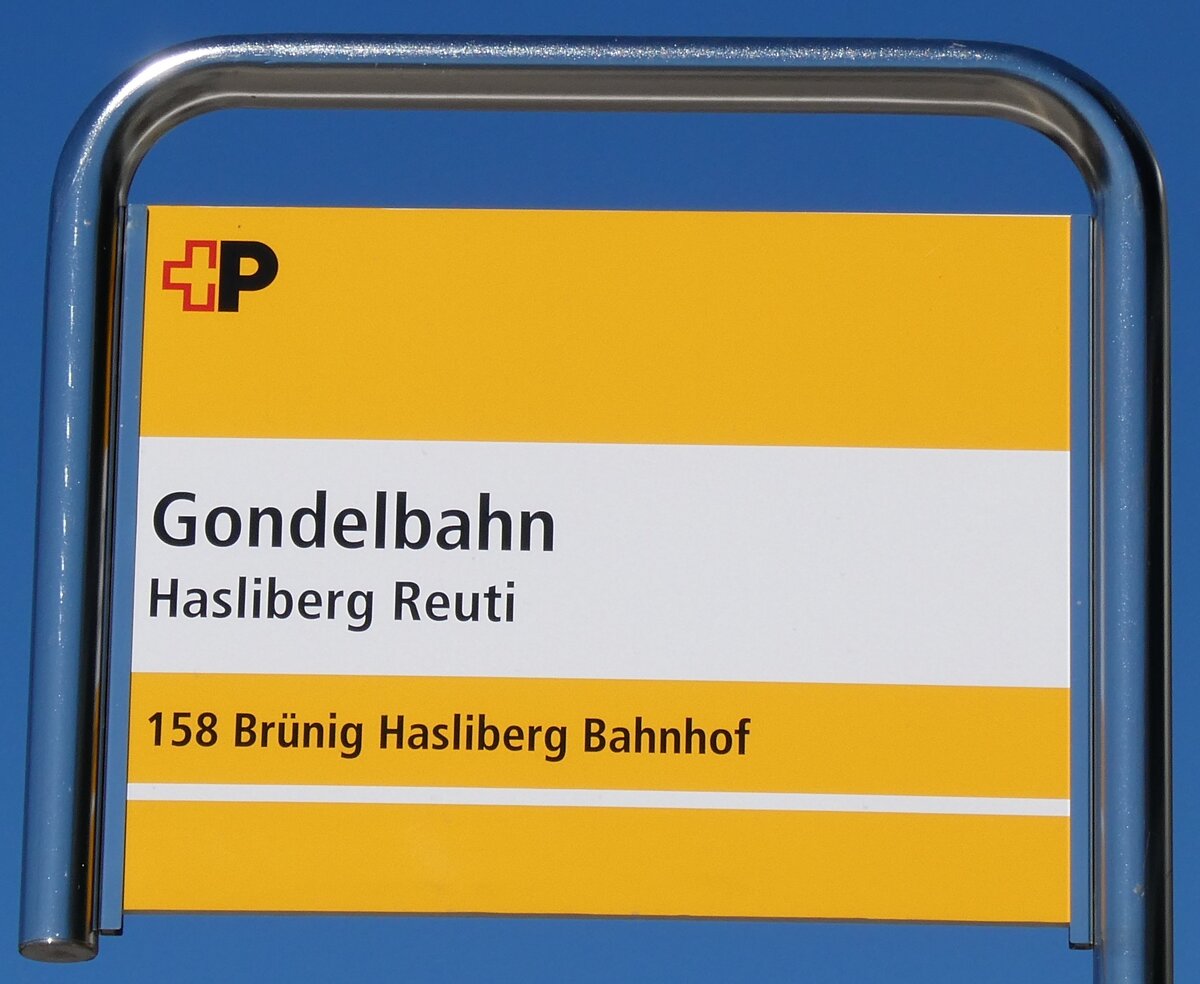(286'018) - +P-Haltestellenschild - Hasliberg Reuti, Gondelbahn - am 7. April 2026