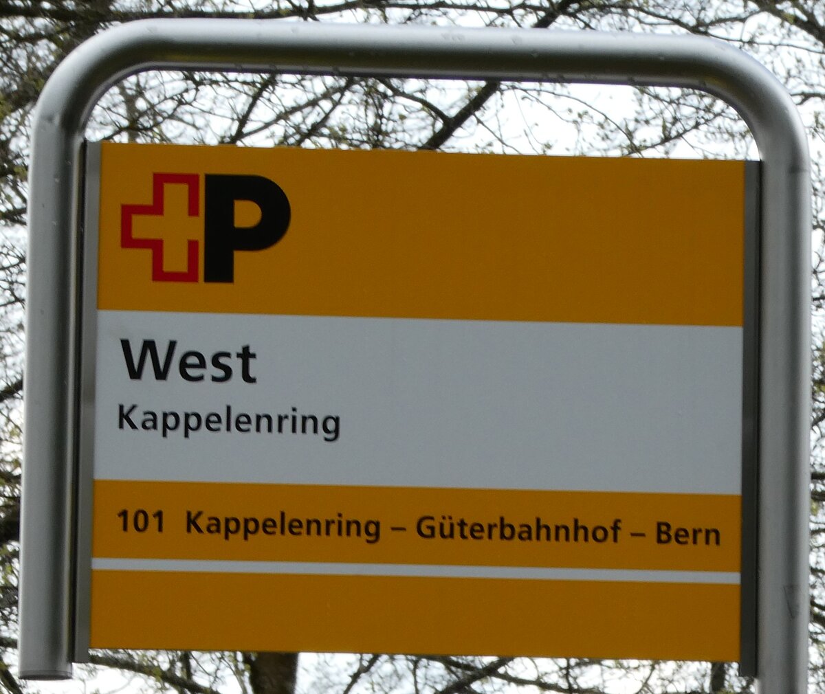 (286'055) - +P-Haltestellenschild - Kappelenring, West - am 10. April 2026