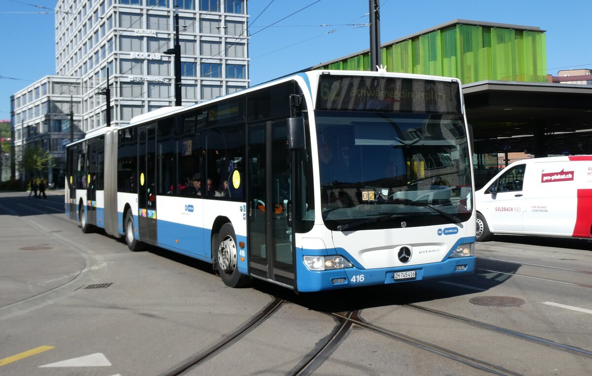 (286'289) - VBZ Z�rich - Nr. 416/ZH 745'416 - Mercedes am 23. April 2026 beim Bahnhof Z�rich Oerlikon