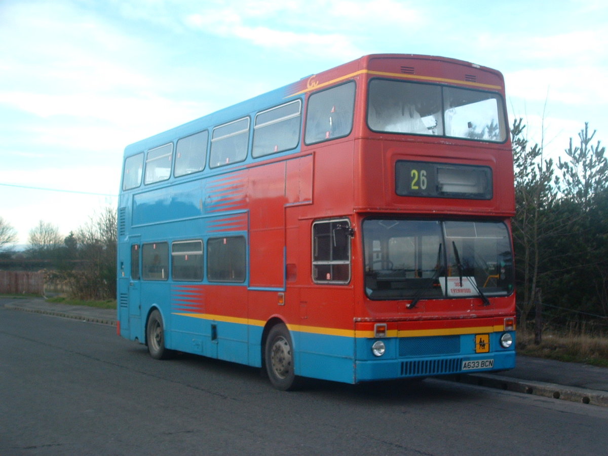 A633 BCN
1984 MCW MetroBus
MCW H46/31F
New to Northern General Transport, allocated fleet number 3633.

Seen here in Evenwood, County Durham, England on 5th February 2008, whilst operating for Weardale Motor Services, Stanhope, County Durham, England.

Currently undergoing long time restoration.