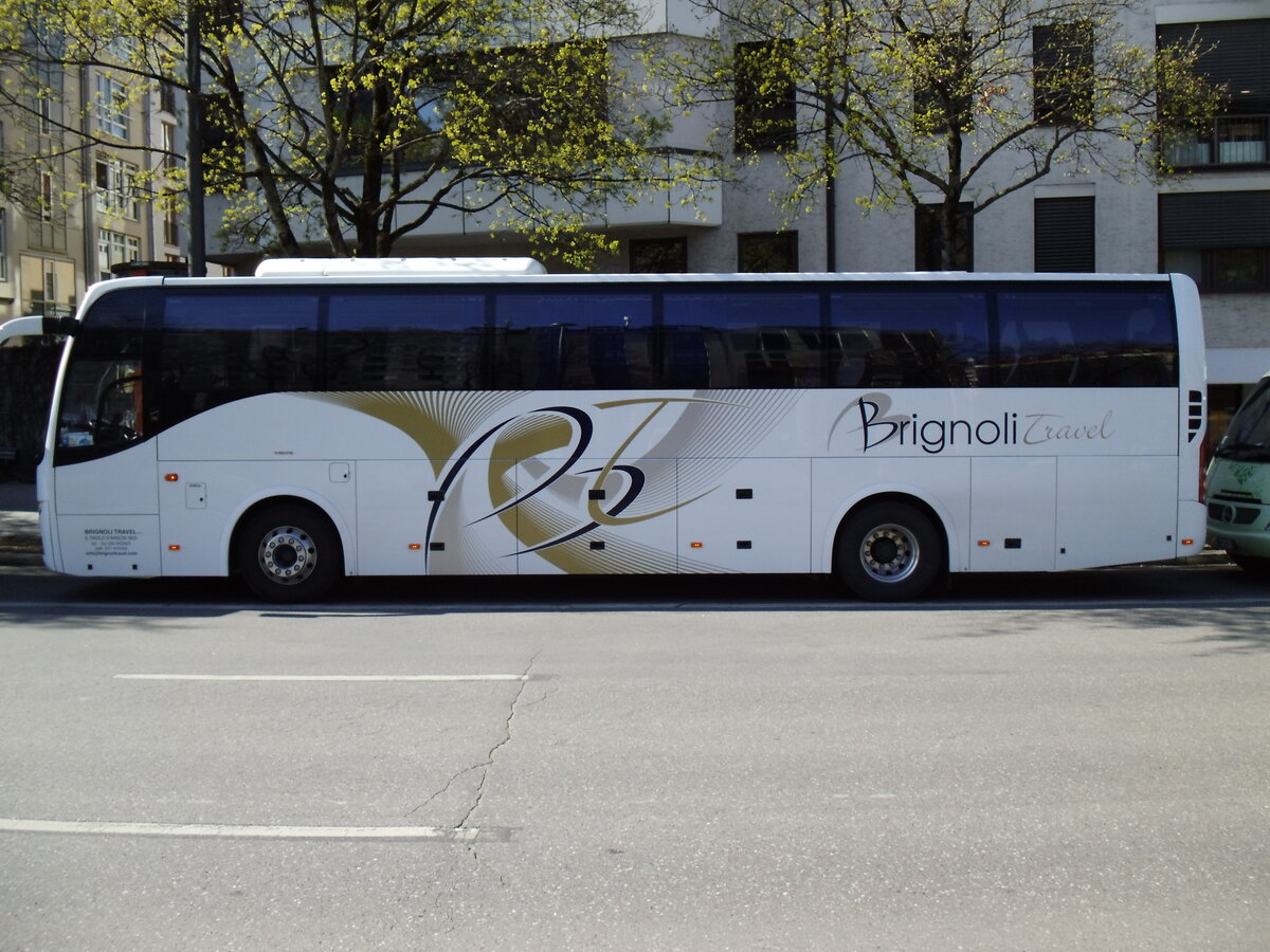 Aus Italien: Brignoli Travel, San Paolo d'Argon - Volvo 9700 am 27. M�rz 2014 in M�nchen (Aufnahme: Martin Beyer)