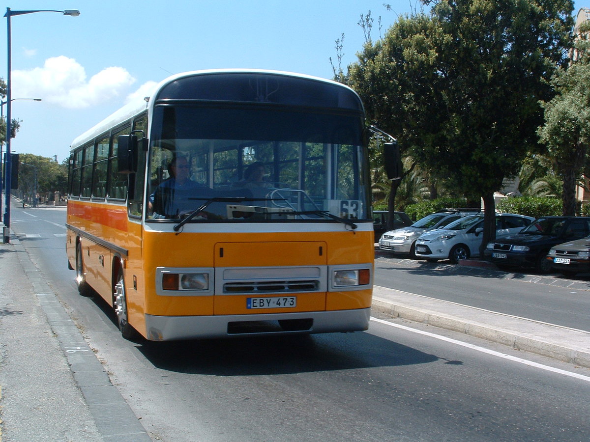 EBY 473
1978 Ford R1014
Caruna B45F (2001)
New to Whytes, Colnbrook, Slough, UK as XBH 859S, carrying a Willowbrook B31D body.

Former Maltese Reg - Y-0473

Photographed in Floriana, Malta, 6th May 2009.