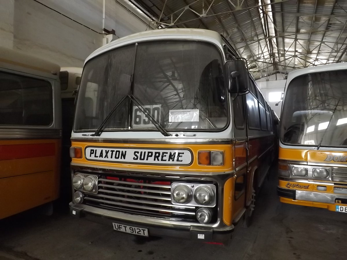 EBY 630
1978 Bedford YLQ
Plaxton Supreme C45F
New to Curtis, Dudley, Northumberland, UK, registered UFT 912T.  The coach is photographed carrying its' original UK registration plates, found in the boot of the coach!  Now preserved on Malta.

Photographed at Hal Far, Malta on 26th May 2013.