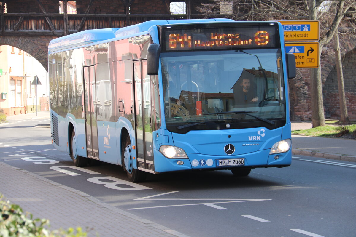 M�ller, Biblis - HP-M 2060 - Mercedes Benz Citaro C2 LE am 22. M�rz 2022 in Worms (Aufnahme: Martin Beyer)