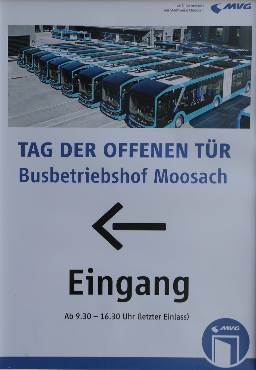 Plakat f�r TAG DER OFFENEN T�R Betriebshof Moosach am 29. Juni 2024 (Aufnahme: Martin Beyer)
