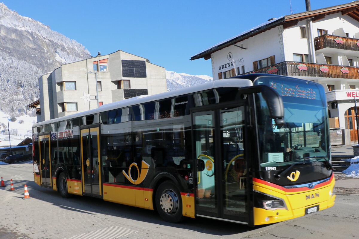 PostAuto Graub�nden - GR 184'615/PID 11'931 - MAN am 13. Januar 2025 in Flims (Aufnahme: Martin Beyer)