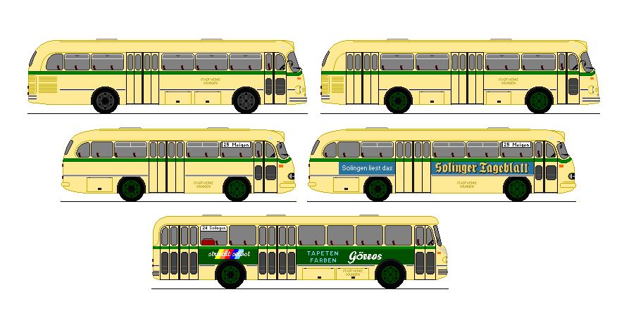SWS Solingen - Mercedes-Benz O 6600 H + Mercedes-Benz O 320 + Mercedes-Benz O 321 H + Mercedes-Benz O 321 HL + B�ssing Uerdingen 6500 TU