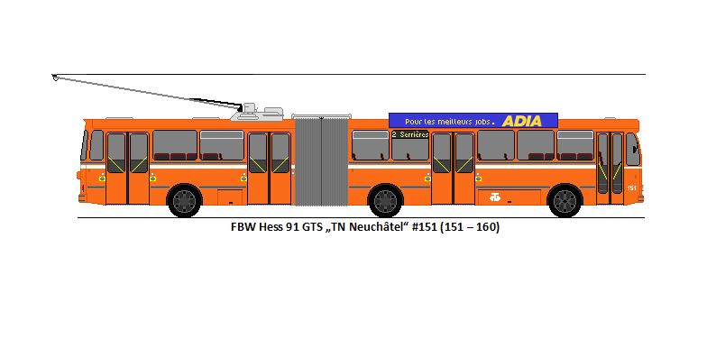 TN Neuch�tel - Nr. 151 - FBW/Hess 91 GTS Gelenktrolleybus (ex Nr. 51)