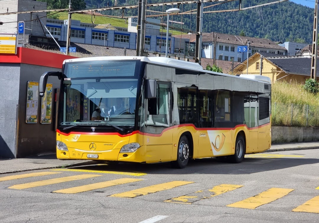 Tobler, Rebeuvelier - JU 46213 - PID 11186 - Mercedes (ex Carepostal Ouest) le 23 juin 2022 � Moutier, gare