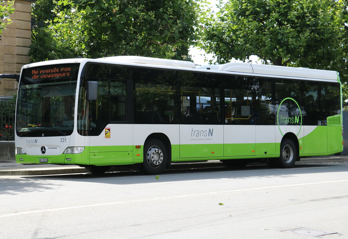 transN, La Chaux-de-Fonds - Nr. 331/NE 28'231 - Mercedes (ex TRN La Chaux-de-Fonds Nr. 331) am 6. August 2021 in Neuch�tel (Aufnahme: Martin Beyer)