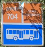 (185'503) - Andorra-Haltestellenschild - Andorra la Vella, Pla�a Copr�nceps - am 28.