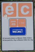 (267'240) - Andorra-Haltestellenschild - La Massana, El Trav�s - am 18.