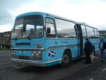 TME 134M, a 1974 AEC Reliance, fitted with a Plaxton Elite C34C body.  New to Glenton Tours, London, with the by then unusual centre entrance.  Inside the entrance door, to the left, was a wardrobe for passengers' coats!  When withdrawn, quite a few of these coaches headed to Scotland, where they were used on contract to Glenton Tours for their Scottish tours, the Glentons coach taking the passengers to the hotel in Scotland, then returning with the previous group south.  By using former Glenton coaches on these tours, it meant that passengers kept the same seats on the coach, the livery being the only difference.

TME 134M is seen here in Whitby, North Yorkshire, whilst in preservation, on Sunday 22nd April 2007.  Subsequently sold for further preservation, but then scrapped.