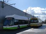 (272'831) - transN, La Chaux-de-Fonds - Nr. 169/NE 209'168 - Hess/Hess Gelenktrolleybus (Teilaufnahme) + Nr. 117 - NAW/Hess Gelenktrolleybus (ex TN Neuch�tel Nr. 117) am 13. M�rz 2025 in Marin, D�p�t