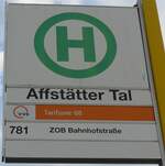 (183'875) - VVS-Haltestellenschild - Herrenberg, Affst�tter Tal - am 23. August 2017