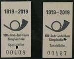 (246'649) - Spezialbillette zum 100-Jahr-Jubil�um Simplonlinie am 26.