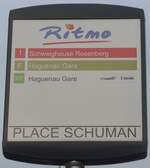 (204'125) - Ritmo/R�SEAU67/Conseil G�n�ral Bas-Rhin-Haltestellenschild - Haguenau, Place Schuman - am 26. April 2019