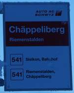 (243'616) - AUTO AG SCHWYZ-Haltestellenschild - Riemenstalden, Ch�ppeliberg - am 8.