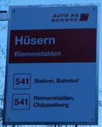 (243'629) - AUTO AG SCHWYZ-Haltestellenschild - Riemenstalden, H�sern - am 8.