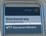 (252'549) - AUTO AG URI-Haltestellenschild - G�scheneralp, Dammagletscher - am 9.