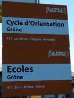 (243'741) - BALLESTRAZ-Haltestellenschilder - Gr�ne, Cycle d'Orientation + Gr�ne, Ecoles - am 11.