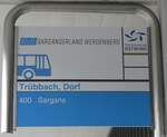 (263'830) - BUS Sarganserland Werdenberg-Haltestellenschild - Tr�bbach, Dorf - am 20. Juni 2024