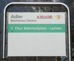 (233'752) - dr BUS vu CHUR-Haltestellenschild - Reichenau-Tamins, Adler - am 11. M�rz 2022