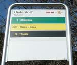 (233'753) - CHUR BUS-Haltestellenschild - Tamins, Unterdorf - am 11. M�rz 2022