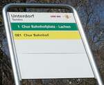 (233'754) - CHUR BUS-Haltestellenschild - Tamins, Unterdorf - am 11. M�rz 2022