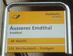 (138'428) - PostAuto-Haltestellenschild - Emdthal, �usseres Emdthal - am 6.