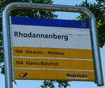 (238'234) - PostAuto-Haltestellenschild - Kl�ntal, Rhodannenberg - am 17.