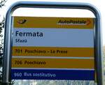 (241'183) - PostAuto-Haltestellenschild - Sfaz�, Fermata - am 13.