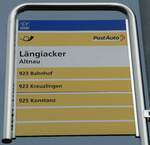 (244'086) - PostAuto-Haltestellenschild - Altnau, L�ngiacker - am 21.