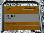 (244'164) - PostAuto-Haltestellenschild - Gr�ne, Daillet - am 26.
