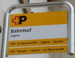 (286'503) - +�-Haltestellenschild - Ligerz, Bahnhof - am 28. April 2026