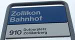 (174'581) - ZVV-Haltestellenschild - Zollikon, Bahnhof - am 5.