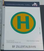 (175'878) - Zillertaler Verkehrsbetriebe/�BB-POSTBUS-Haltestellenschild - Jenbach, Bf Zillertalbahn - am 18. Oktober 2016