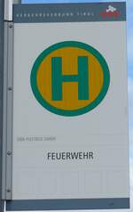 (176'037) - �BB-POSTBUS-Haltestellenschild - Jerzens, Feuerwehr - am 20.