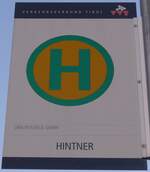 (196'729) - �BB-POSTBUS-Haltestellenschild - Radfeld, Hintner - am 10.